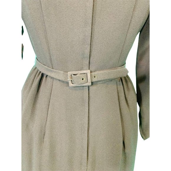 Vintage 1950s Black Cocktail Dress Off The Shoulder Bow Belt Sheath | W 26" - Picture 9 of 10